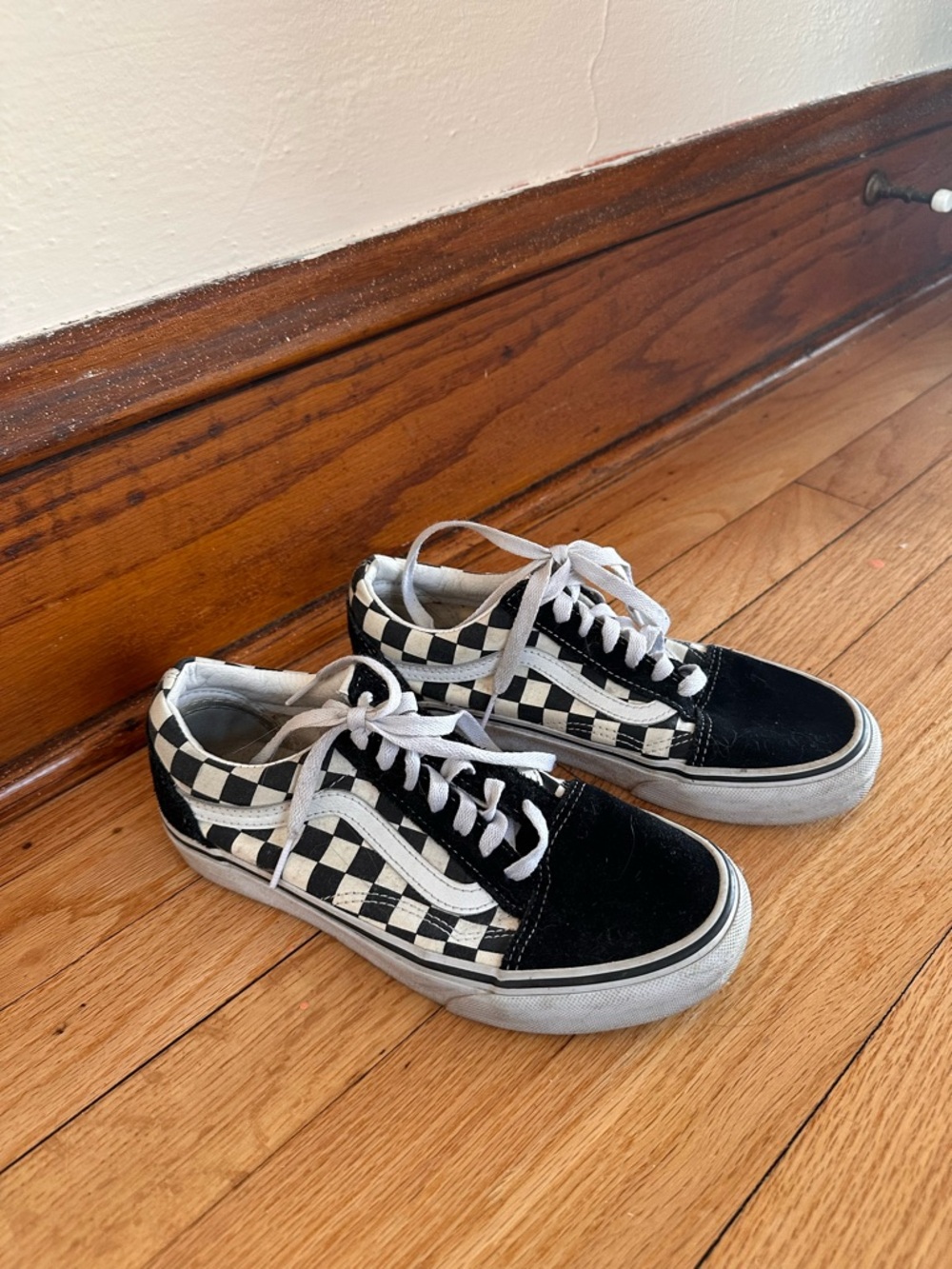 Vans Checkerboard Old Skool Sneakers in Black & White